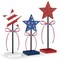 4th of July Tiered Tray Decor Wooden Star Set, 3 Pcs Memorial Day Table Decorations, Rustic Patriotic Tabletop Home Decor, Red White and Blue Decorations for Home (Shiny)